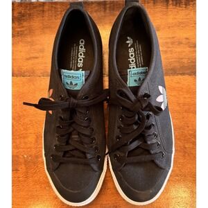 Adidas Nizza Trefoil Low Sneakers‎ Black Canvas Mens 12 Retro Skate FW4540